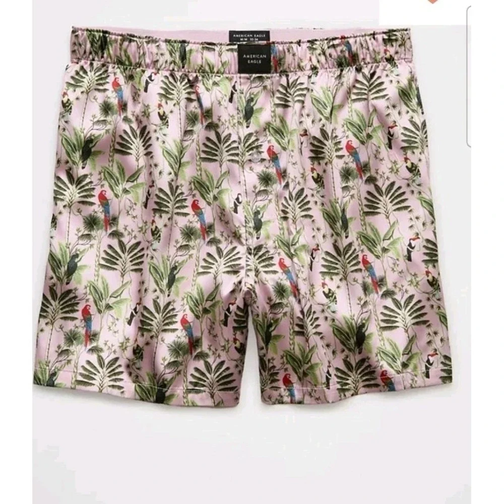 American Eagle Outfitters Men's Bird Tapestry Satin Pocket Boxer Short Size ‎ XS